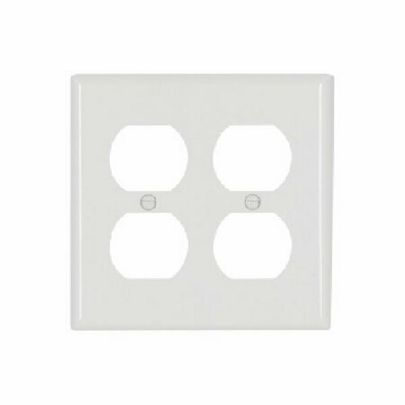 COOPER WIRING Eaton Wallplate, 6-1/2 in L, 6 in W, 2-Gang, Nylon, White, High-Gloss, Screw, Surface 5150W-BOX